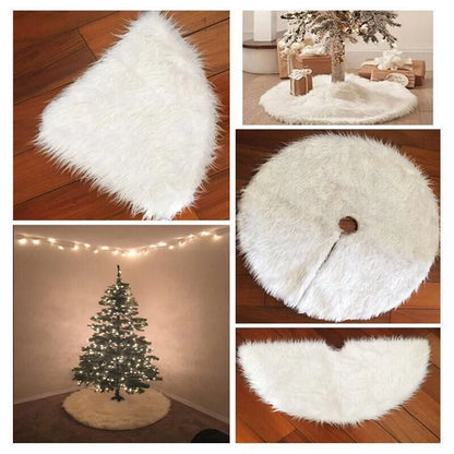 Elegant White Plush Holiday Tree Skirt