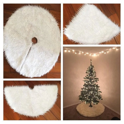 Elegant White Plush Holiday Tree Skirt