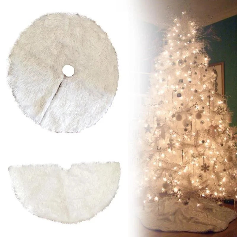 Elegant White Plush Holiday Tree Skirt